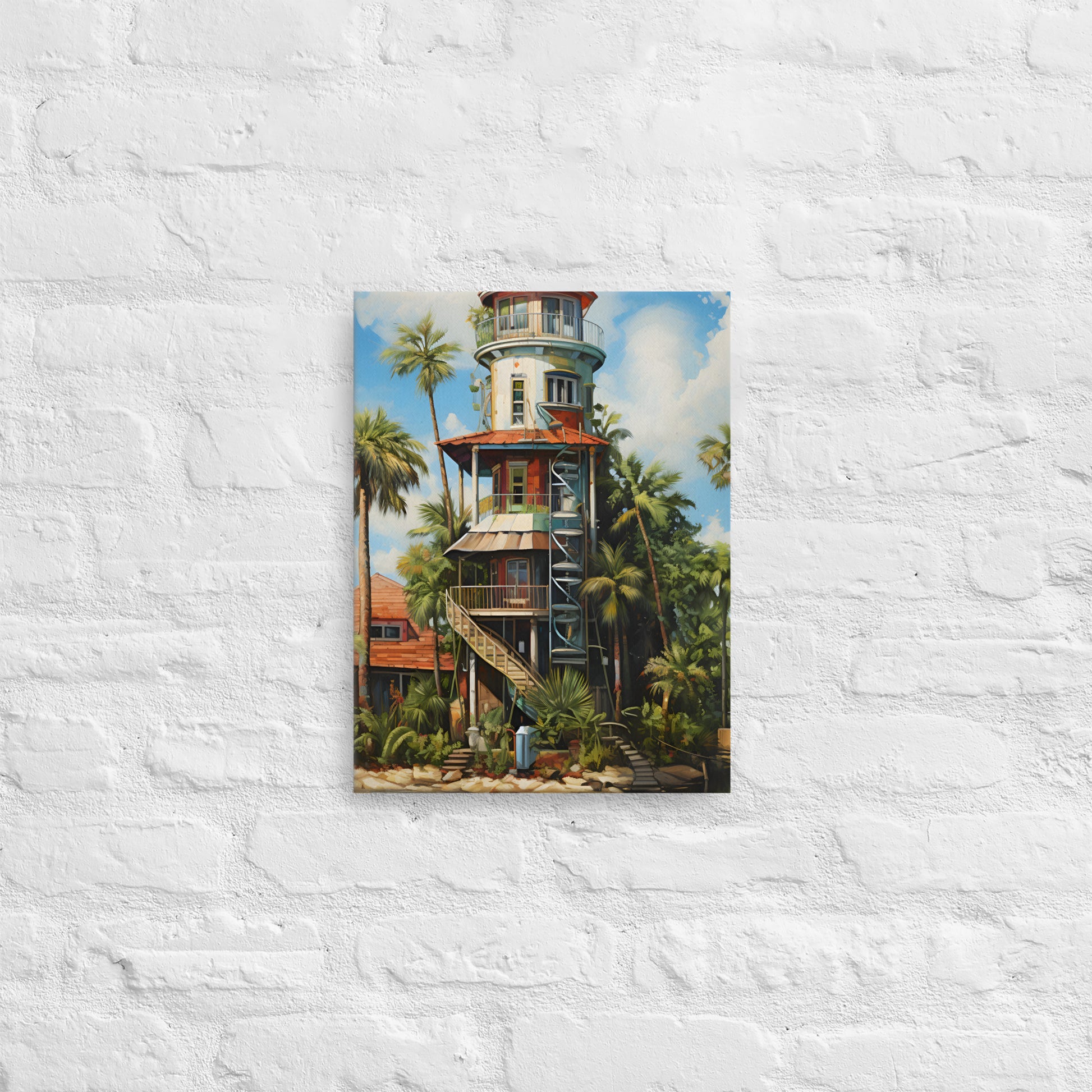 Lighthouse Home, Thin Canvas Print 12x16