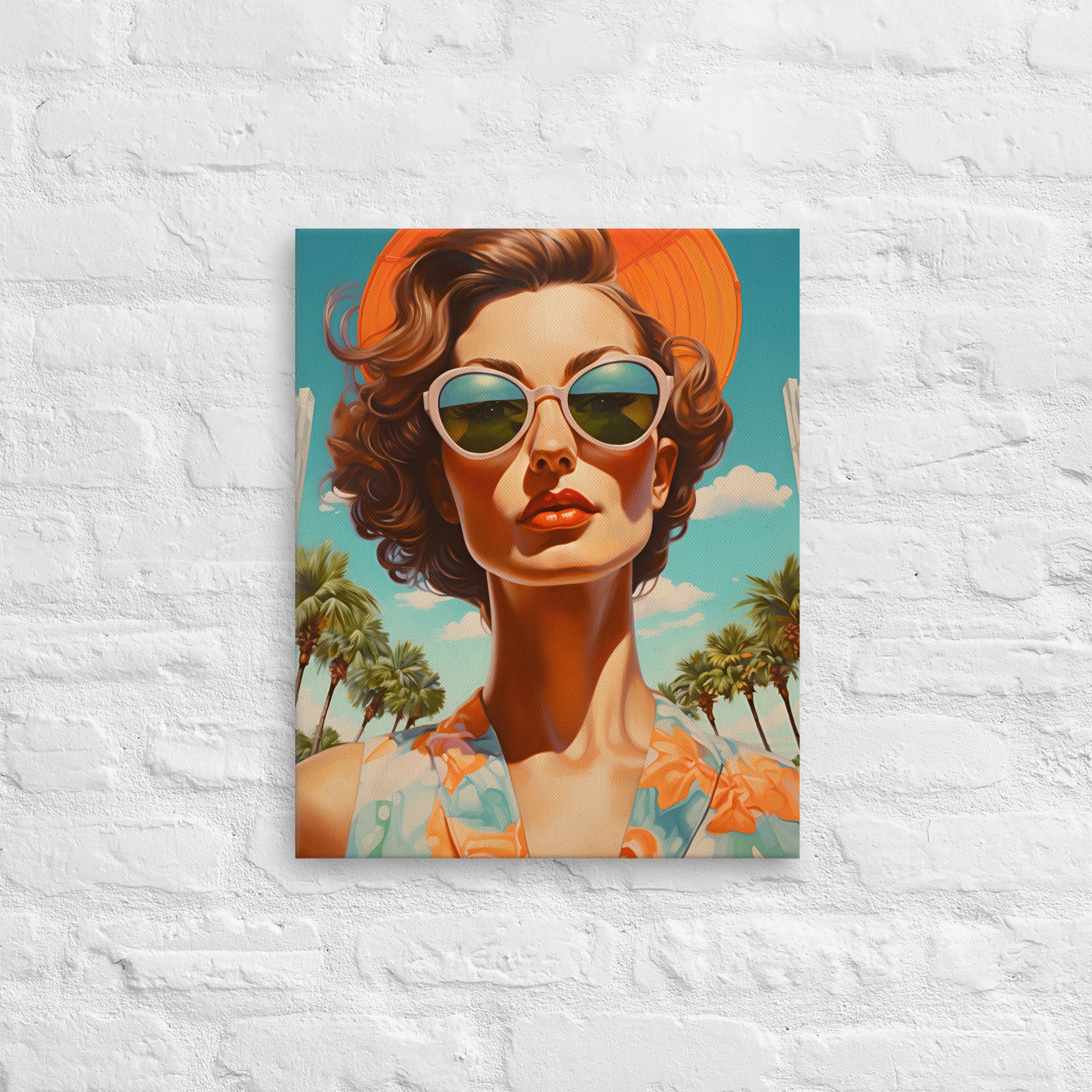 Stylish Florida Woman, Thin Canvas Print 16x20