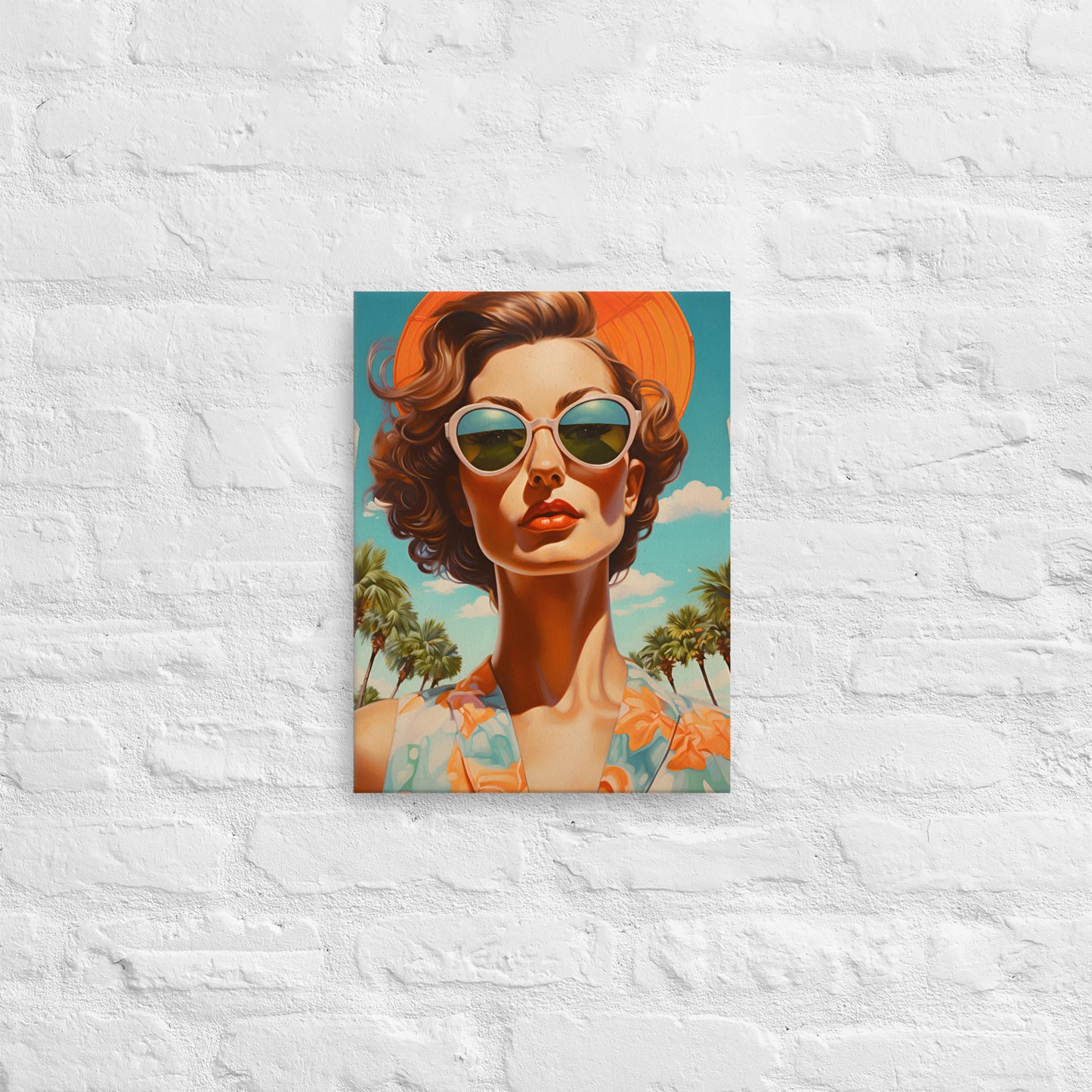 Stylish Florida Woman, Thin Canvas Print 12x16