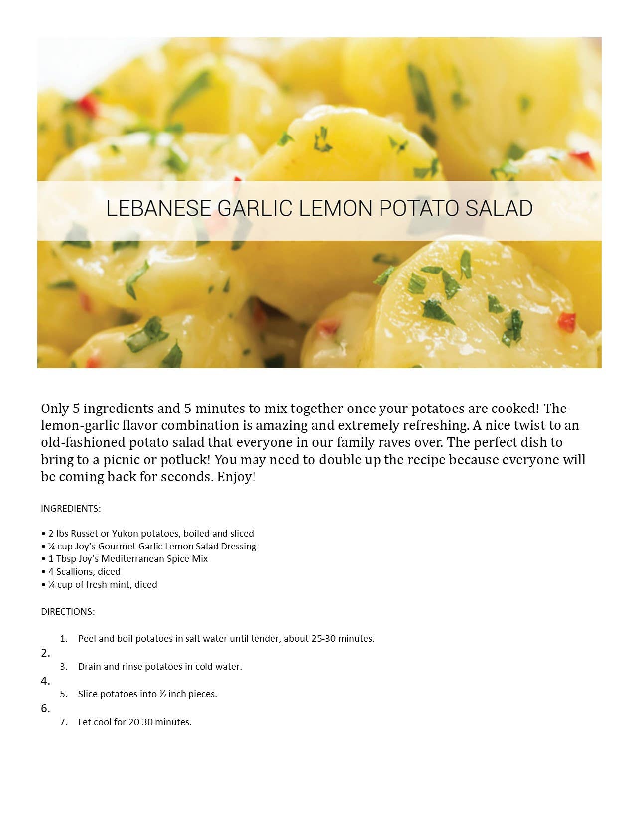 Lebanese Garlic Lemon Potato Salad Recipe