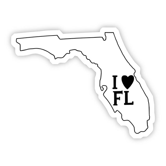 Black and White I Love Florida Sticker